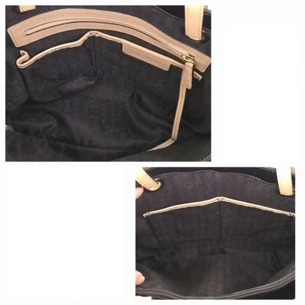 Michael Kors Black Patent Leather Signature Logo Jet Set Tote Handbag with COA - Picture 5 of 8